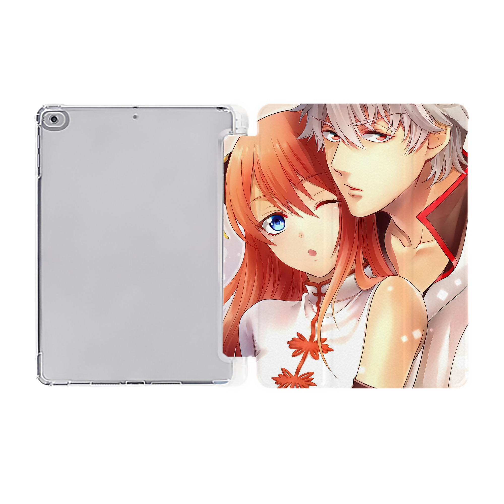ぎんたま 坂田銀時（さかたぎんとき） 神楽 志村新八（しむら しんぱち） GINTAMA Sakata Gintoki Kagura Shimura Shinpachi IPad ケース ペン収納付き 三つ折りスタンド PUレザー×シリコン 対応機種9.5/10.5/10.9インチ